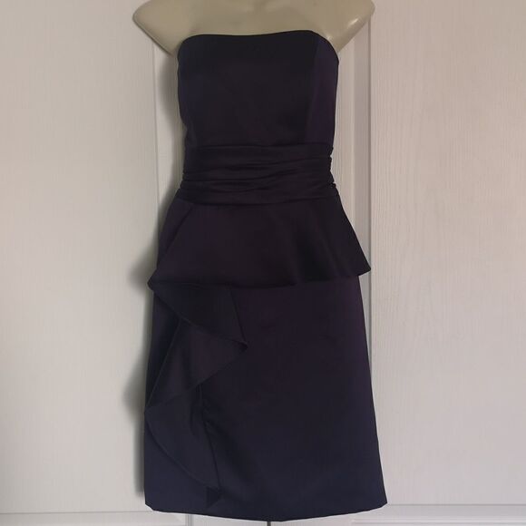 David Bridal Ladies Strapless Ruffle Mini  Dress 6 Purple - Picture 1 of 16